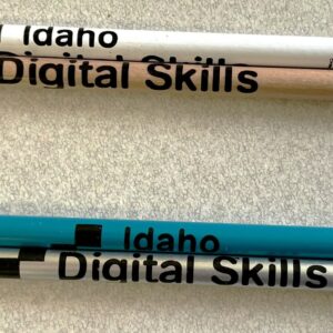 Idaho Digital Skills pencils in white, tan, blue, and silver colors.